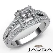 Halo Princess Semi Mount Split Shank Diamond Engagement Ring Platinum 0.75Ctw