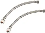 [JD Brands] 2X 15mm x 1/2" Flexi Tap Connectors – 300mm Braided Hose Inlet Pipe (WRAS Approved) | Flexible Tap & Valve Connectors for Kitchen & Bathroom Plumbing – Pack of 2