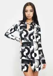 [Dolls Kill] Retro Optic Spot Avaya Shirt Dress