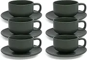 salt&pepper Hue Tea Cups & Saucers 200mL - Set of 6 - Kelp - House Warming Gifts Teacups