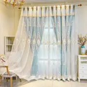 1 Panel Blackout Curtain 3D Flower Double Layer Window Tulle Drape Valance