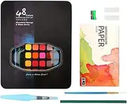 Water Colors Paint Set Kids | 48 Colors Pastels Paints Set | Travel Design Palette, Crafts Painting Supplies, Portable Art Kit For Artists, Amateur Hobbyists