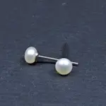 珍珠林~皮光特佳4.5MM真珠穿洞式耳環~純正天然淡水白真珠#473+1