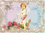 Whimsy Dust Cherub & Roses Crazy Quilt Block Multi Sz FrEE ShiP WoRld WiDE (W35
