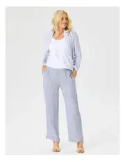 [Fella Hamilton] Escapade Linen Pull On Long Pant in White