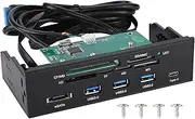 5.25 Inches Multifunction Internal Card Reader Dashboard PC Front Panel USB 3.0 Card Reader Internal with 3 USB 3.0 Ports Supports M2, MSO, SD, MS, XD, 64G CF Card