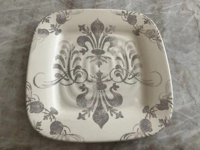 Fluer De lis melamine square salad plates NWT Sold In Set Of 4