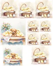Easter Ducklings Decoupage Rice Paper For Ornament-Wood Art A4 1 Sheet