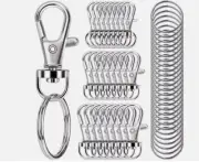 2X Swivel Snap Hooks with Key Rings, Premium Metal Swivel Lobster Claw Clasp D7