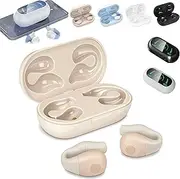 Morrat Ear Clip Headphones, 2025 New V5.2 with LED Intelligent Display, Morrat Wireless Smart Touch Ear Clip Bone Conduction Headphone, Waterproof (Beige,1pc)