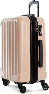[Genius Pack] Hardside Luggage Spinner - Smart, Organized, Lightweight Suitcase - TSA Approved Maximum Allowance Cabin Size, Natural Beige, 21-Inch, Carry on Luggage