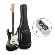Donner DST-400 Solid Alder Body 2 Point Tremolo HSS Pickups Classic Electric Guitar Kit - Black / Guitar Kit+Looper
