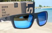 COSTA DEL MAR matte gray/blue mirror BLOKE polarized 580G sunglasses NEW IN BOX!