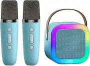 Karaoke Speaker with 2 Wireless Microphones - Karaoke Machine - Portable Wireless Karaoke Speaker with Colorful LED Lights for Girls Boys