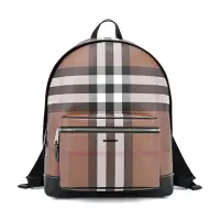 在飛比找Yahoo奇摩購物中心優惠-BURBERRY Check 格紋環保帆布後背包(暗樺木棕色