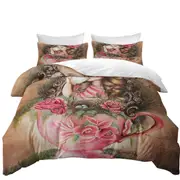 Art Painting Little Girl Porcelain Cup and Roses Quilt Cover