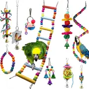 10x Parrot Hanging Swing Bird Toy Harness Cage Ladder Parakeet Cockatiel Hammock
