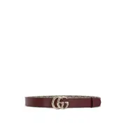 [Gucci] Gucci Signature Double G-buckle Reversible Leather Belt 85 CM BROWN