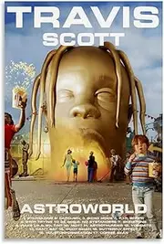 [Shmaicheho] Travis Poster Scott Rapper Music Album Astroworld Cover Canvas Poster Wall Art Decor Living Room Bedroom Decoration Posters 12x18inch(30x45cm) Unframe-style