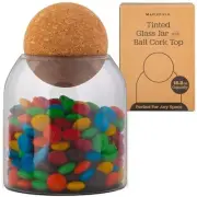 Tinted Glass Jar with Cork Lid - Multipurpose Decorative Candy Jar for Kitchen