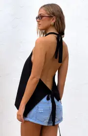 Petie Black Linen Blend Top