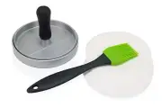 Deluxe Cast Aluminum Hamburger Patty Press Burger Maker with Plastic Handle C...