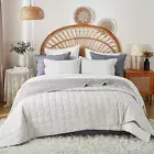 White Quilts Queen Size， Cotton Linen Bedspreads Queen Size，3-Pieces Queen Quilt