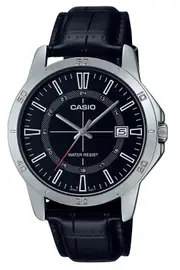 Casio Analog Leather Strap Black Dial Quartz Date MTP-V004L-1C Mens Watch