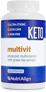 Multivit: Multivitamins for Keto, Atkins and Similar Low-Carb Diets. Extra-Strong, Iron-Free, Sugar-Free, Zero-Carb. 90 Capsules.