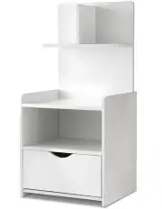 [Artiss] Evermore Bedside Table with Shelves 1 Drawer in White