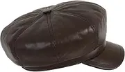 [Mumcu's Leather - Leather Wants To Be Mumcu's] Mumcu's Leather Newsboy Hat, Women Men Unisex 8 Panel Cabbie Hat, Genuine Sheepskin Driver Cap