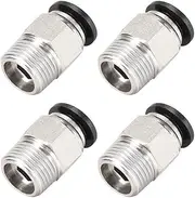 uxcell Straight Pneumatic Push to Quick Connect Fittings 3/8NPT Male X 10mm Tube OD Silver Tone 4pcs