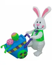 National Tree Company 48in Inflatable Easter Bunny with Wheelbarrow