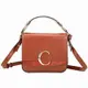 CHLOE C Bag 小款 麂皮拼接小牛皮手提/側背包(紅棕色)