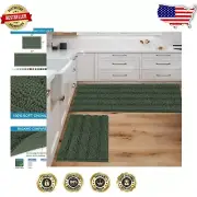 Thick Plush Chenille Bath Rug Set - Striped Non-Skid Mats for Ultimate Comfort
