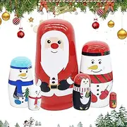 Handmade Wooden Christmas Nesting Dolls | Russian Stacking Dolls for Kids and Adults | Perfect Christmas, Holiday, and Birthday Decor | Fun Collectible Russian Dolls