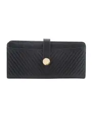 [Mocha] Chevron Leather Travel Wallet in Black