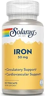 Solaray Iron Capsules, 50mg, 60 Count (2 Pack)