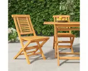 Folding Wooden Garden Chairs Set of Two Outdoor Patio Furniture Teak Finish