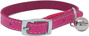 JK Cat Collar Real Leather with Safety Elastic, Bell, Available (Pink)