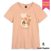 在飛比找momo購物網優惠-【Hush Puppies】女裝 T恤 印幾何繡花朵刺繡狗短
