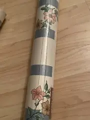 Three Rolls Of Waverly Pre-Pasted Floral Wallpaper VTG blue stripe