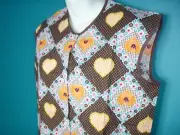 NOS Vtg Artistic Products Snap Front Smock Apron MOD Dots Hearts Sz M Deadstock