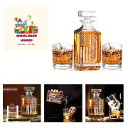 Whiskey Decanter Set for Men, We The People Decanter Set with Glasses, Engrav...