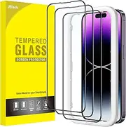 JETech Full Coverage Screen Protector for iPhone 14 Pro 6.1-Inch, Black Edge Tempered Glass Film with Easy Installation Tool, Case-Friendly, HD Clear, 3-Pack