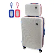 GAP Large Hard-Shell Luggage & Mini Beauty Travel Case Set w/ Tag White