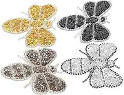 VALICLUD 4pcs Bee Rhinestone Iron Patches Elegant Glitter Stick Patches for Clothing Shoes Bags Easy Application with Heat Activated Adhesive for DIY Fashion Decor