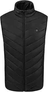 MEFESE Men's Heated Vest with Stand-up Collar Carbon Fiber Electric Heated Vest with Four Heating Zones Constant Temperature Heating Clothing 3-level Temperature Control Winter Essential for Cold Resistance