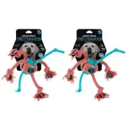 2x Paws & Claws Pet Dog Stretch & Fetch 30cm TPR/Braided Rope Ball Fun Chew Toy