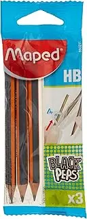 Maped Mini Black Peps Hb Graphite Pencils in Blister Pack X3